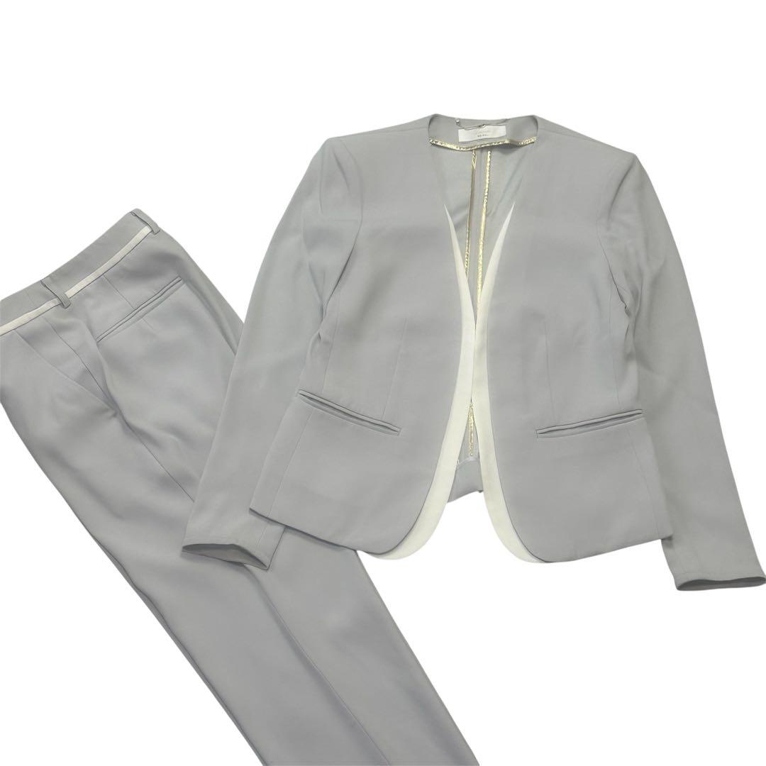 現行品♡ベイジ　Cindy ダブルカラージャケット　パンツスーツ　グレー　2