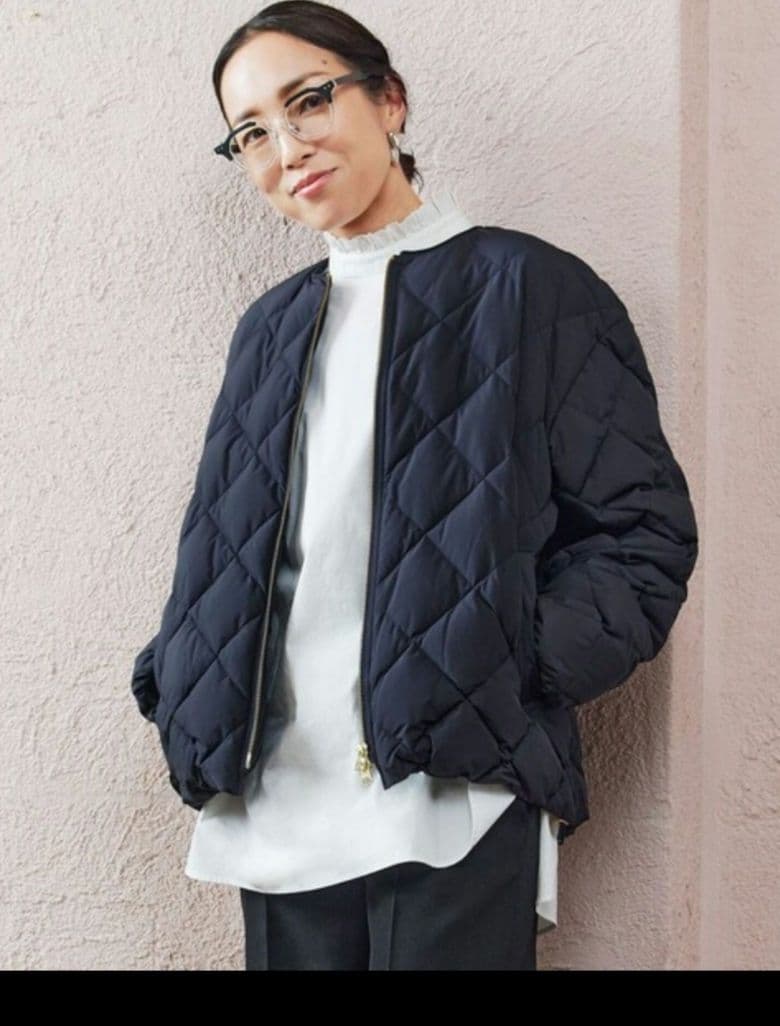 TAION×UNFILO キルティングダウンショート丈ブルゾン　S　濃紺