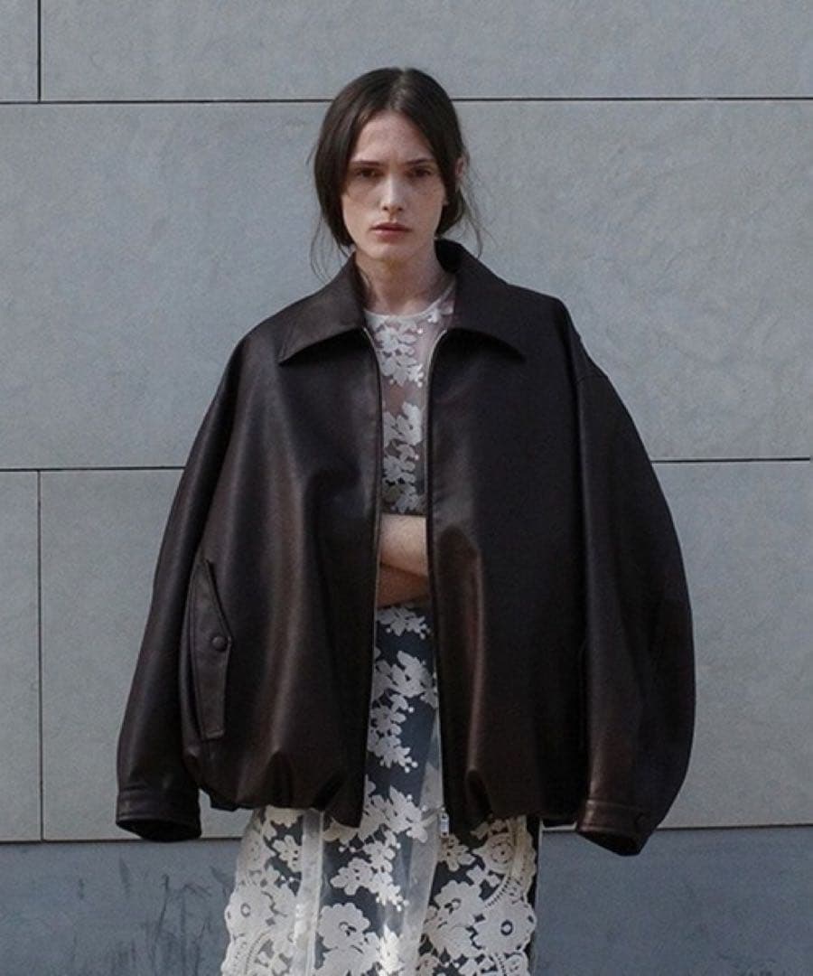 ジャケット・アウター clane fake leather balloon jacket brown