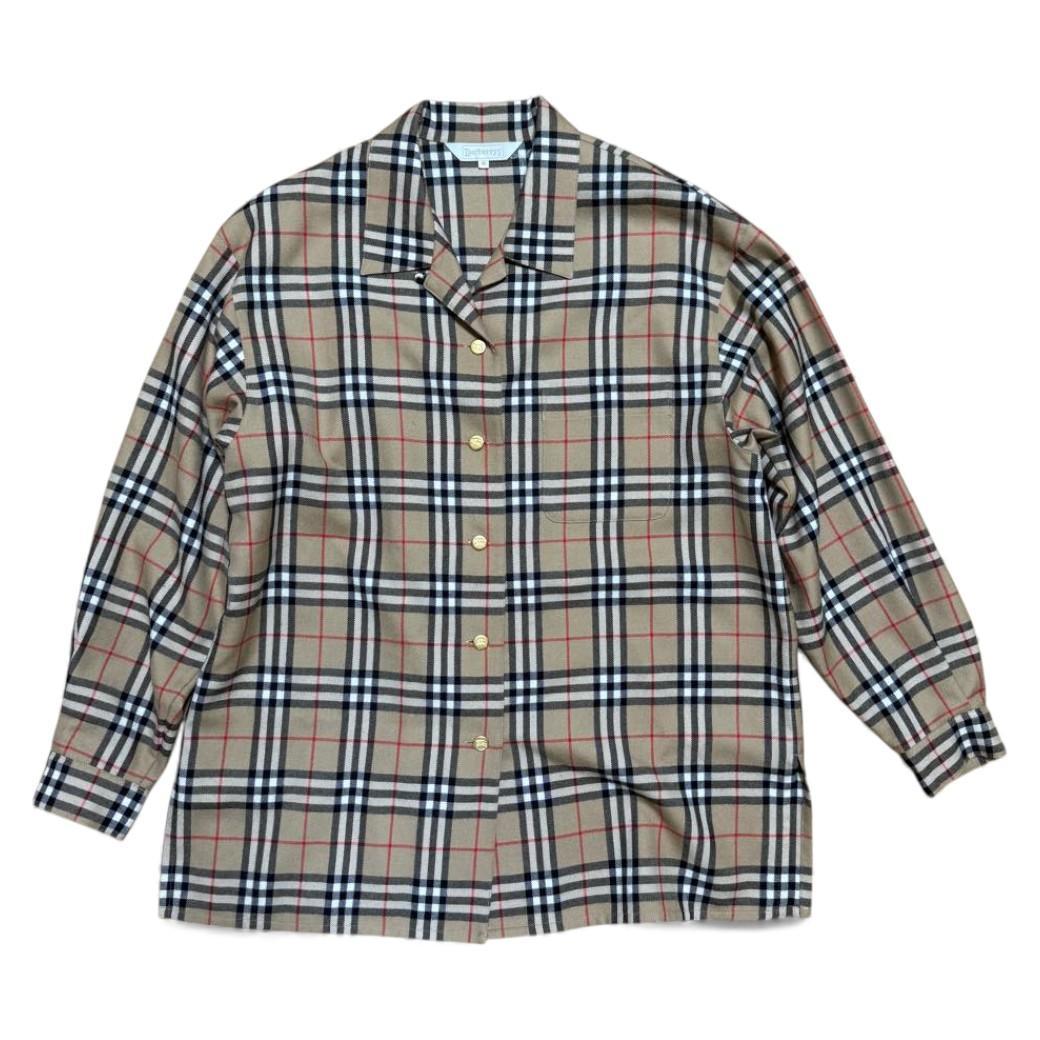 希少サイズ BURBERRY 金ロゴボタン ノバチェック シャツ ヴィンテージ