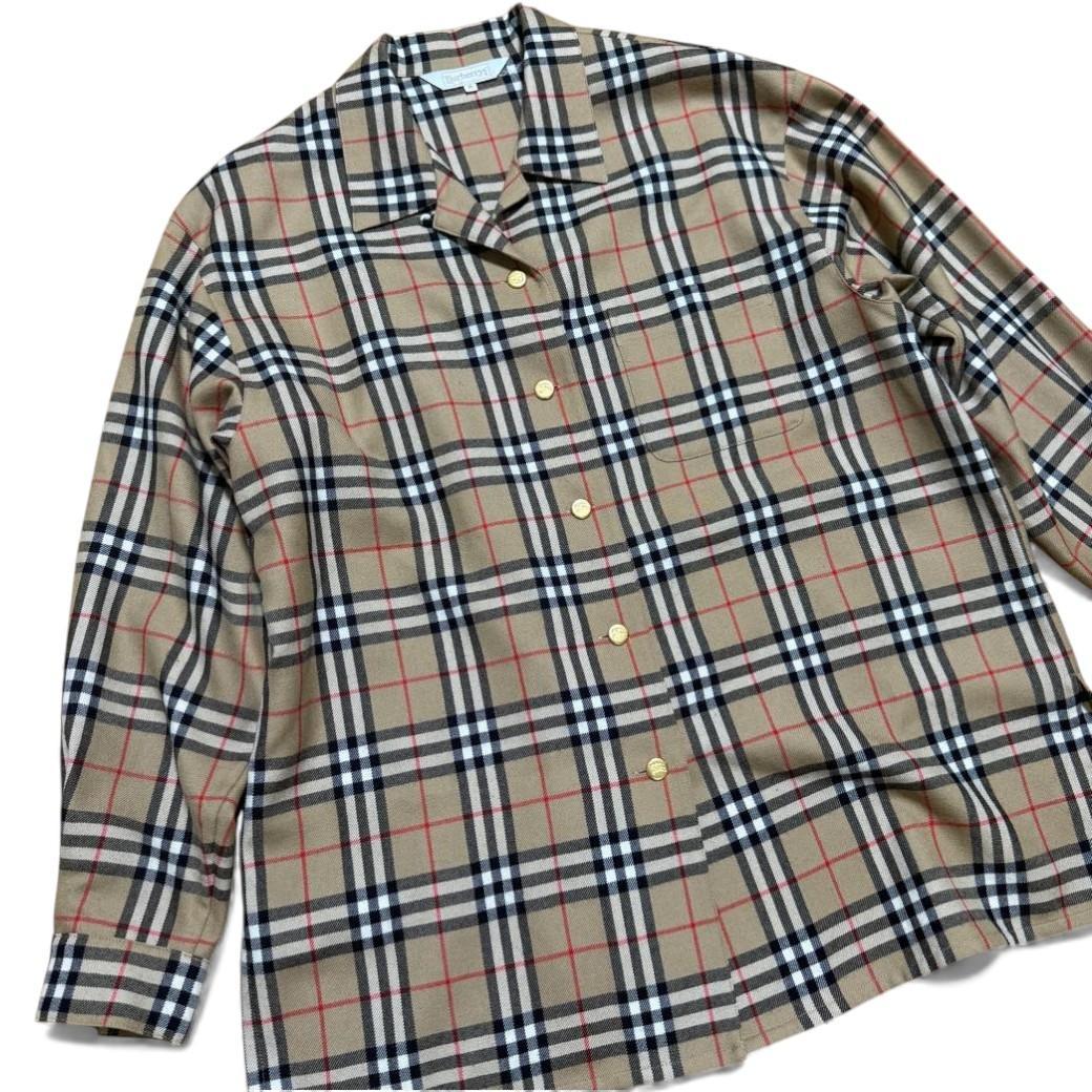 希少サイズ BURBERRY 金ロゴボタン ノバチェック シャツ ヴィンテージ