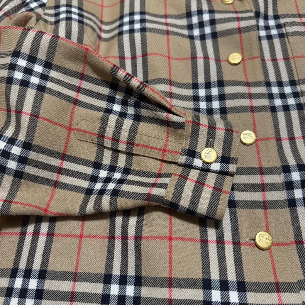 希少サイズ BURBERRY 金ロゴボタン ノバチェック シャツ ヴィンテージ