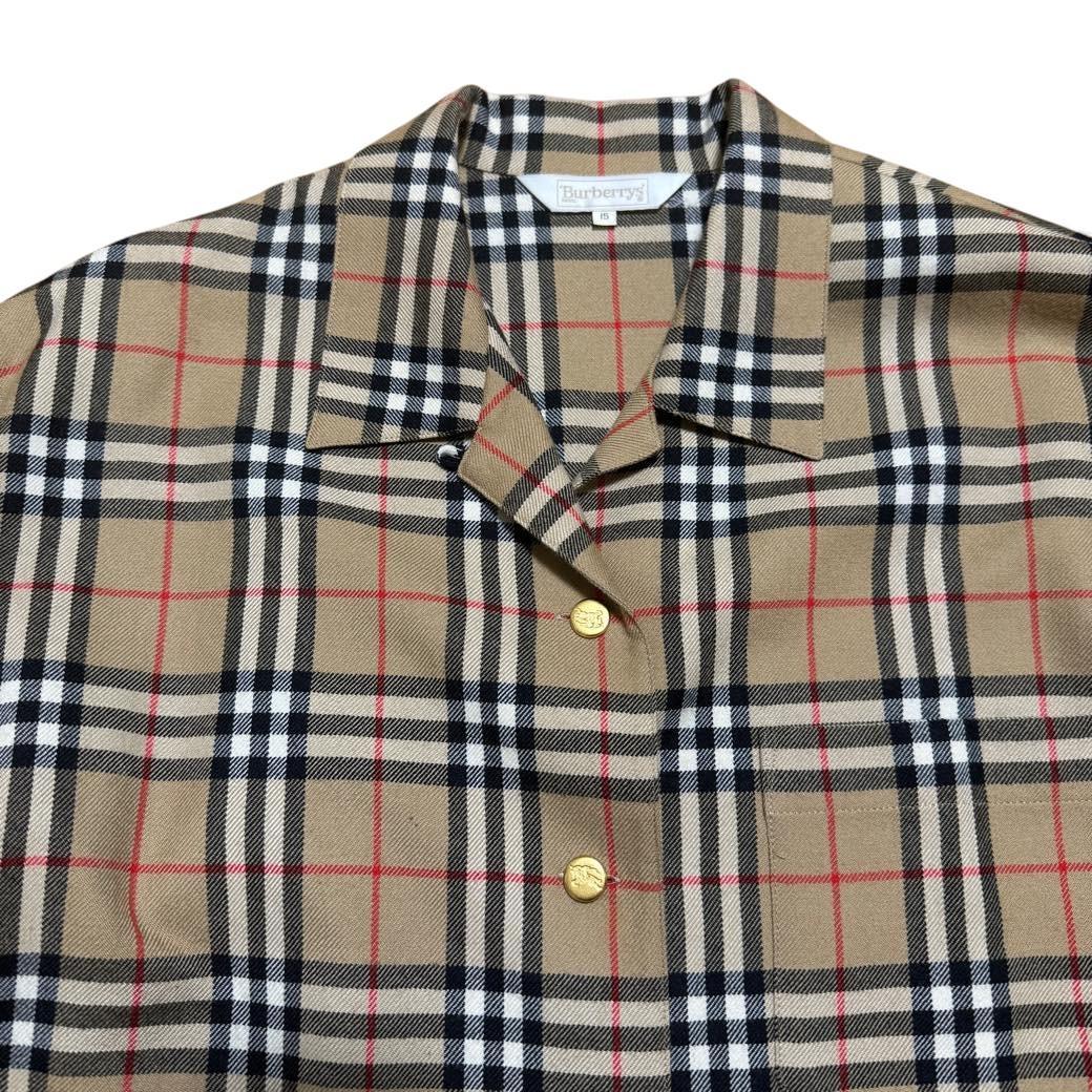 希少サイズ BURBERRY 金ロゴボタン ノバチェック シャツ ヴィンテージ