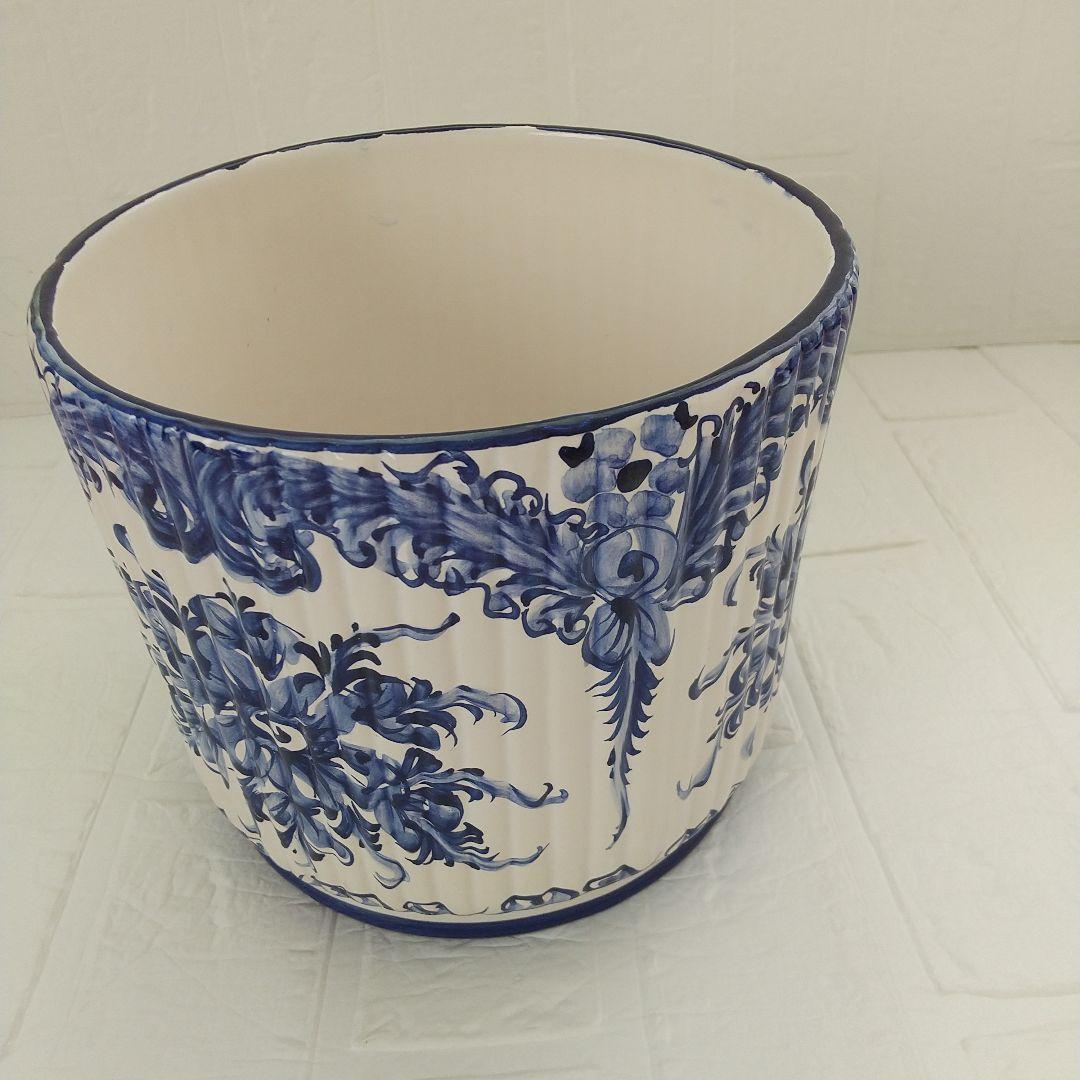 ポルトガル製 青白花柄 プランター 中型