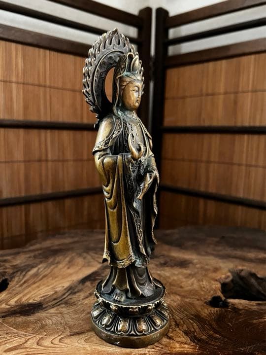 仏教美術 古銅製 観音菩薩像 仏像