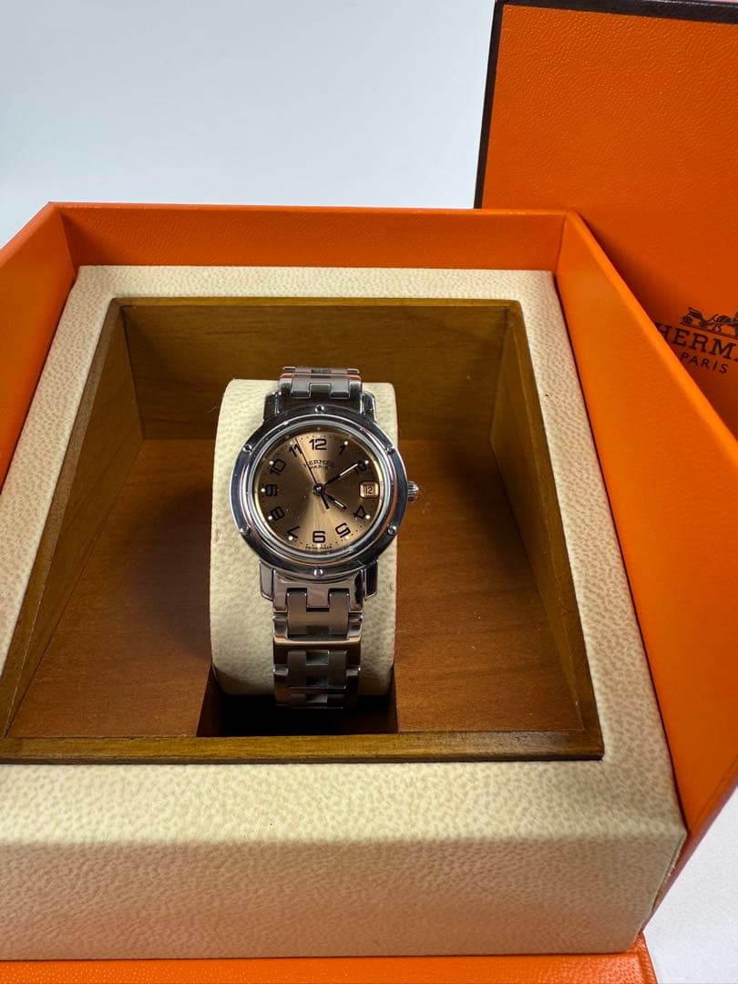HERMES クリッパー CL4.2 シャンパン 箱/コマ Qz 【極美品】