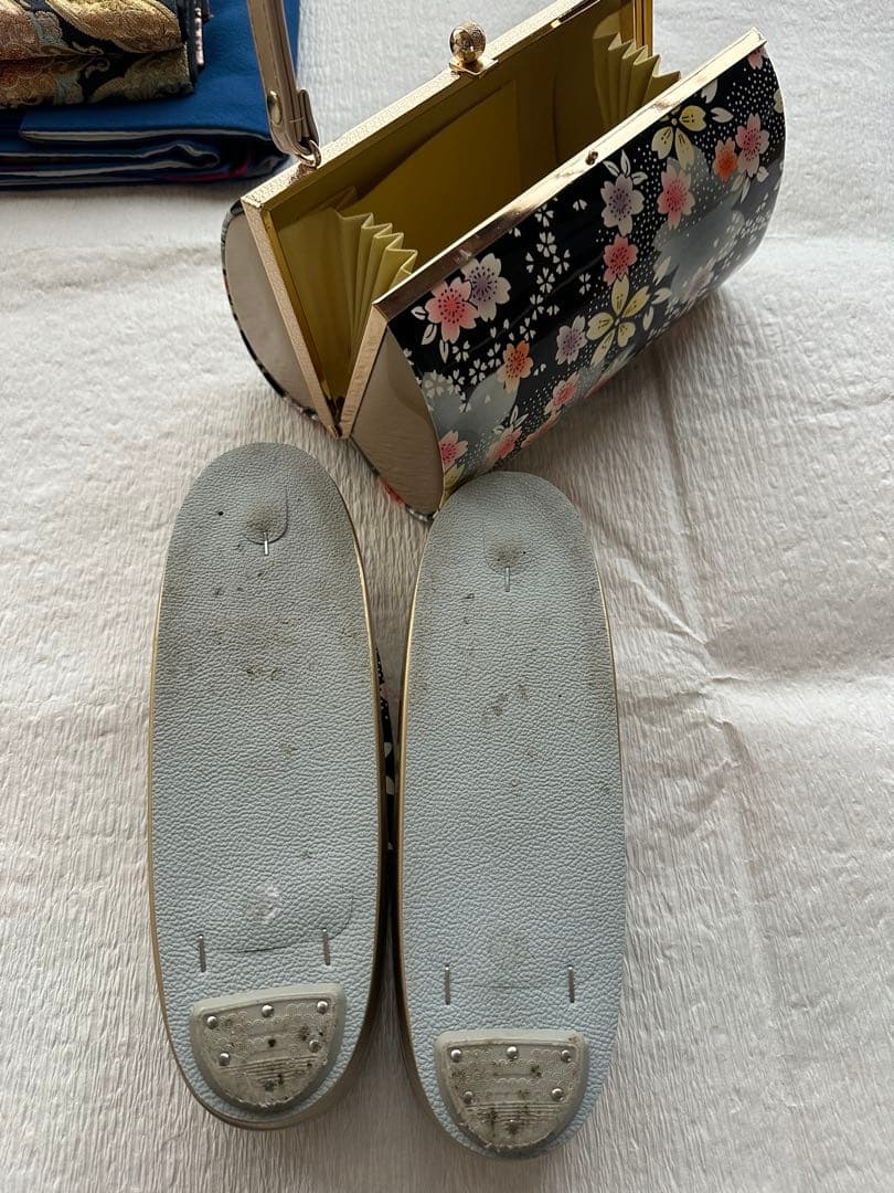 【溝口様お取り置き】 古典柄 青地振袖 正絹 完全フルセット 振袖一式