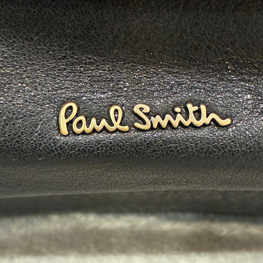 ポールスミス ショルダーバッグ クラシックマルチストライプ シボ革 レザー 黒