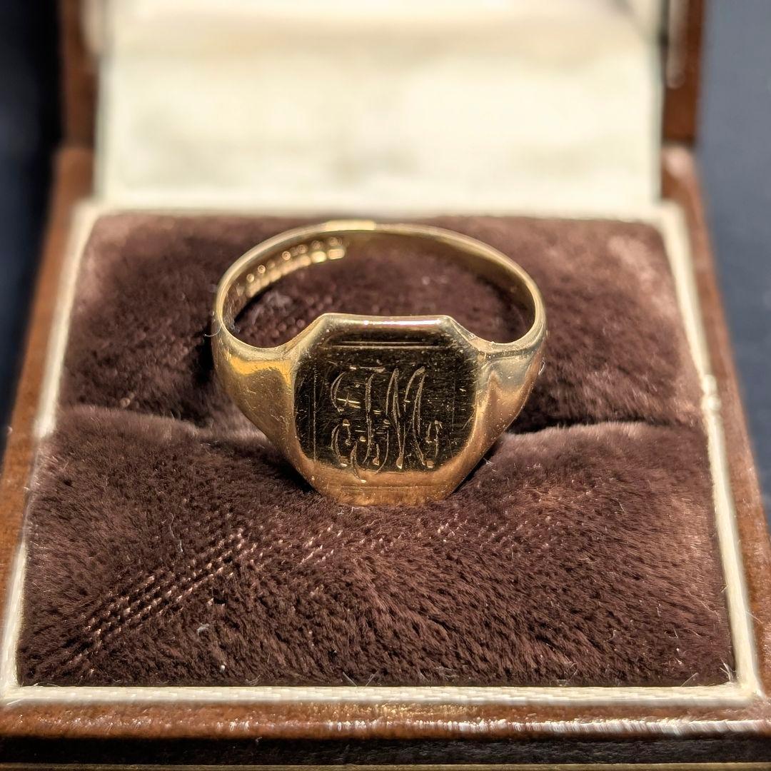 UK K9 ゴールド シグネットリング モノグラム 17号 1959年