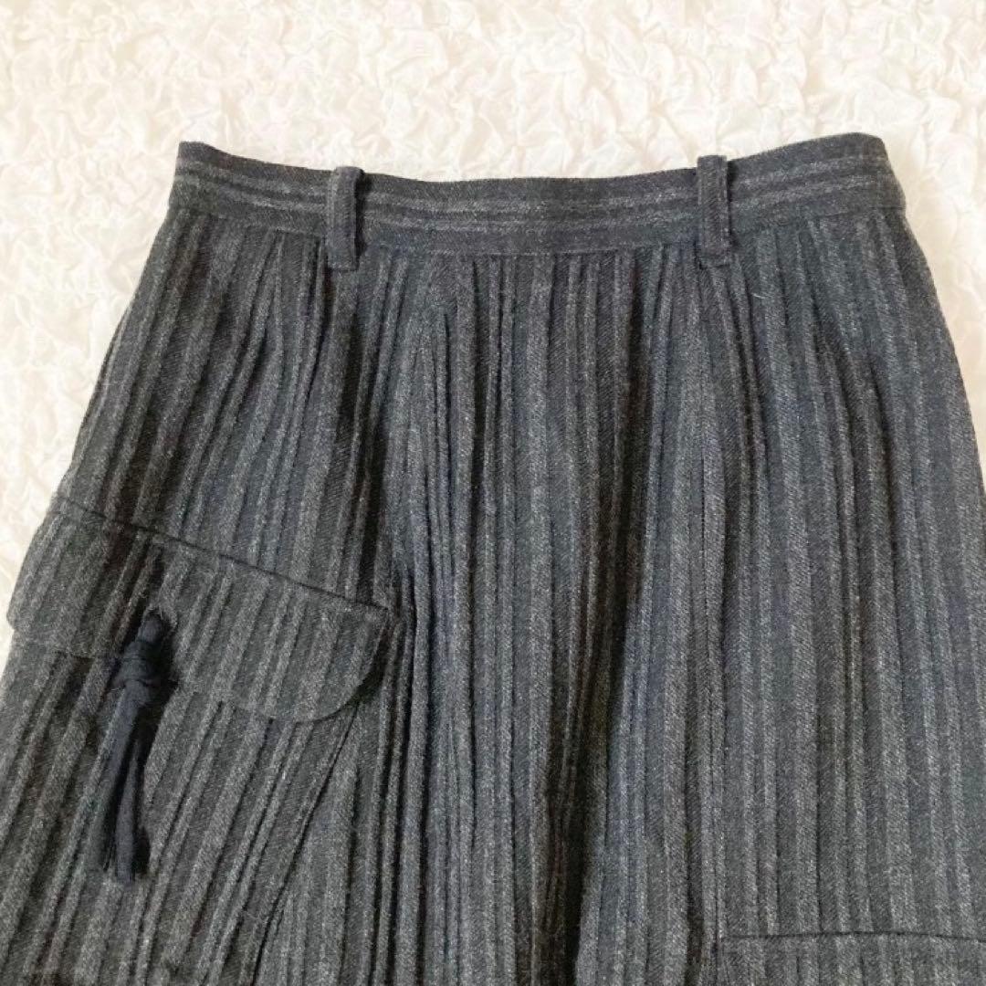 慈雨　サイドポケットロングスカート　L 40 ブラック　黒　ウール　センソユニコ