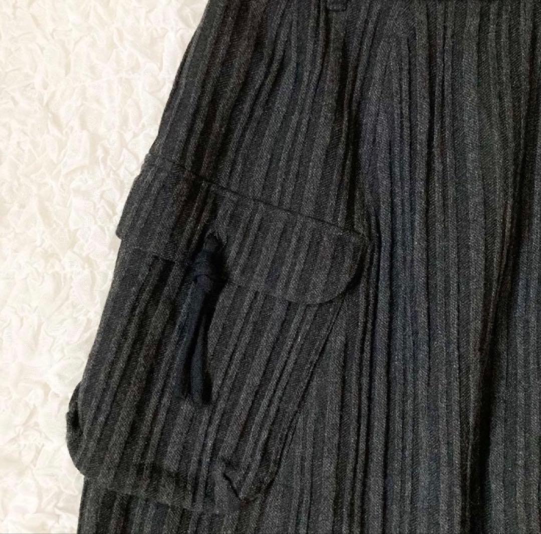 慈雨　サイドポケットロングスカート　L 40 ブラック　黒　ウール　センソユニコ