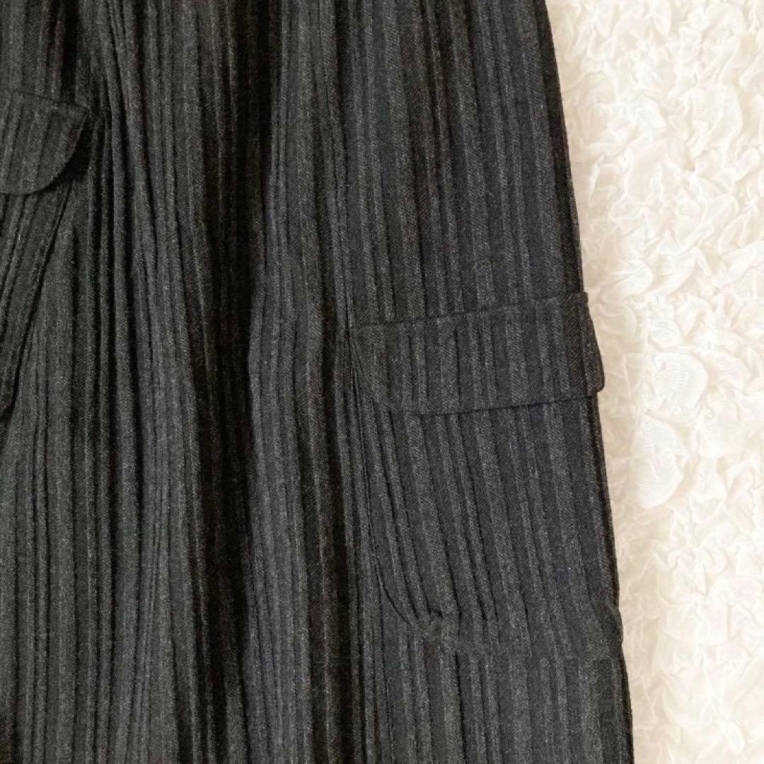 慈雨　サイドポケットロングスカート　L 40 ブラック　黒　ウール　センソユニコ