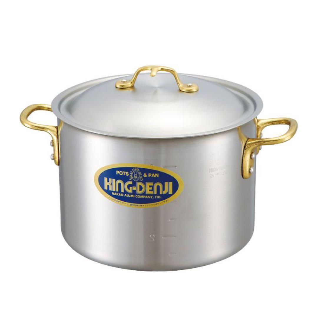 未使用 中尾アルミ製作所 キングデンジ 半寸胴鍋 33cm 18L nakao