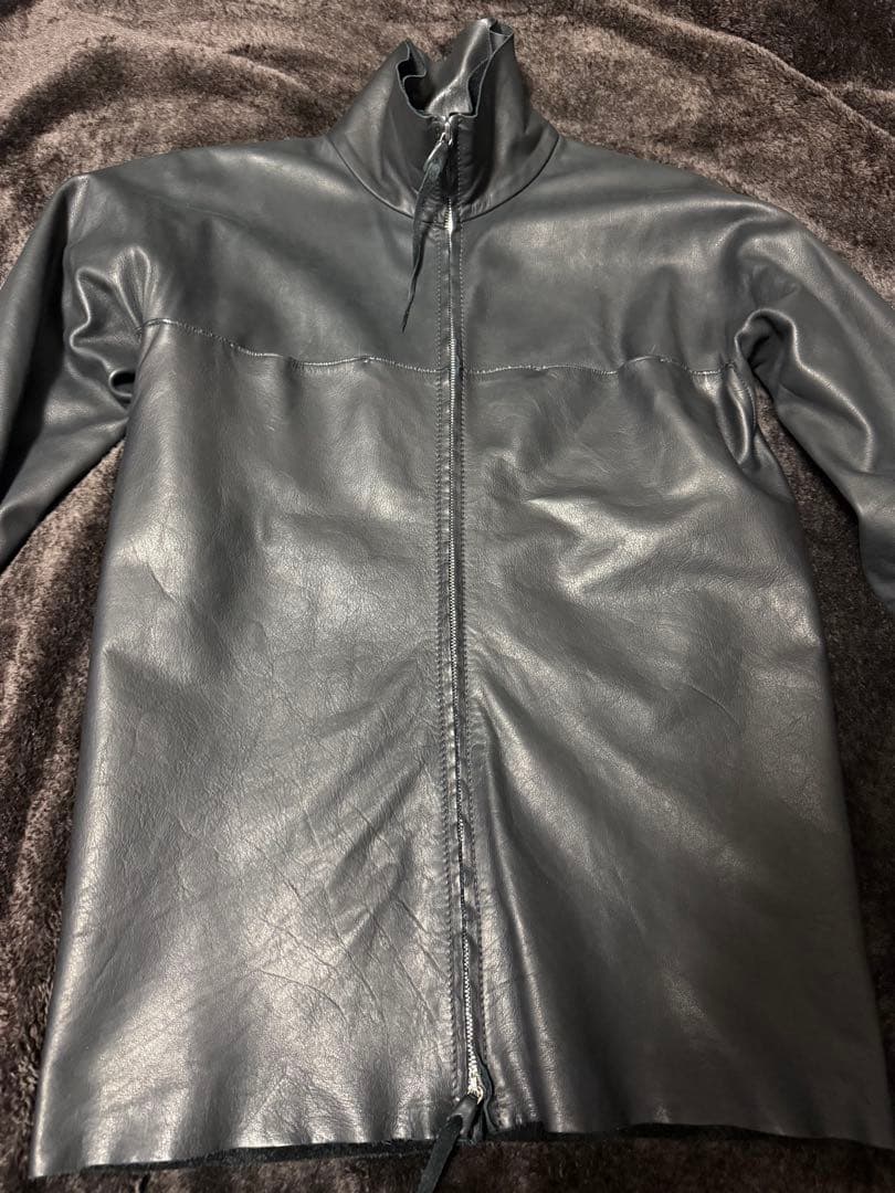 r*o様 m.a+ ジップ トールカラー レザーシャツ