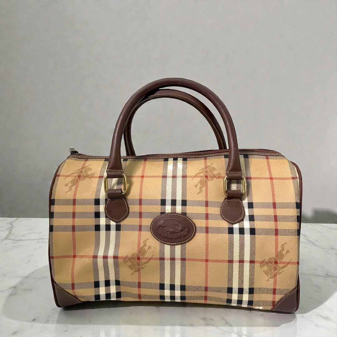Burberrys ミニボストン ノバチェック PVC シャドーホース ロゴ