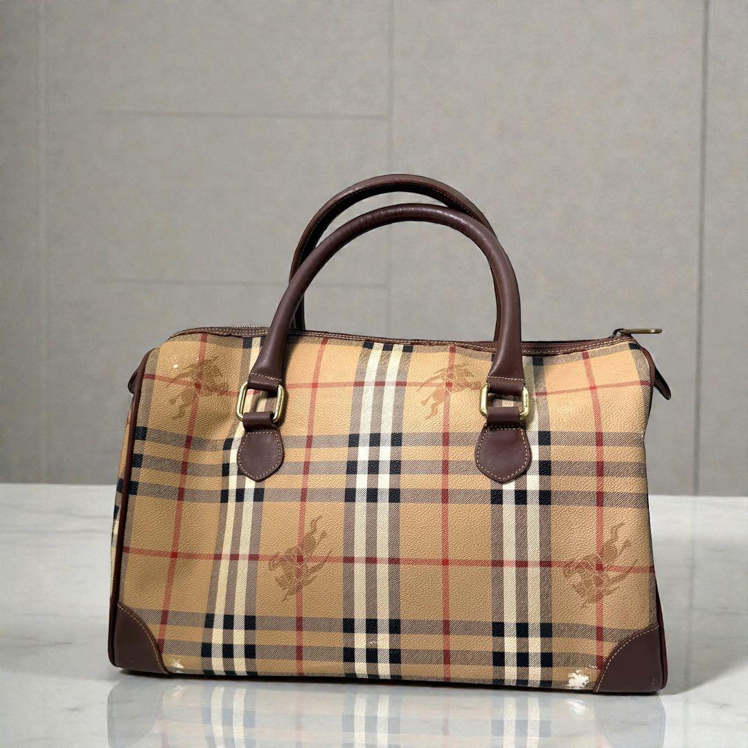 Burberrys ミニボストン ノバチェック PVC シャドーホース ロゴ