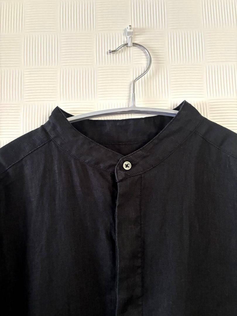 な　かぐれ　バンドカラーリネンハーフスリーブオールインワン美品　再お値下げ