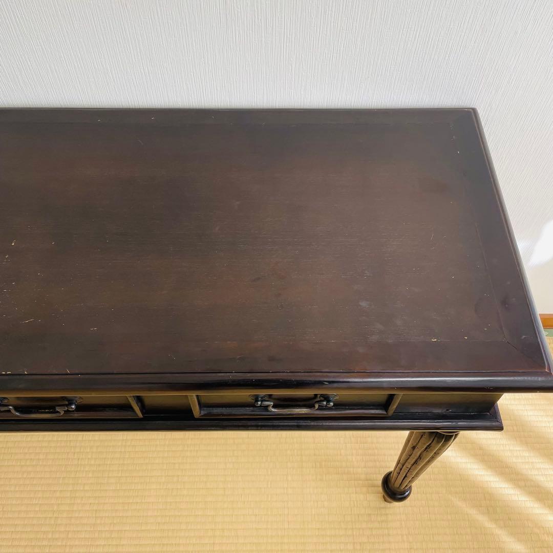 アンティーク調 木製デスク 幅128cm 引き出し3杯