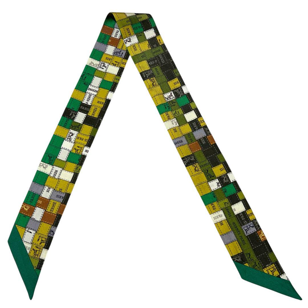 エルメス　ツイリー　ボルデュック　リボン　チェック