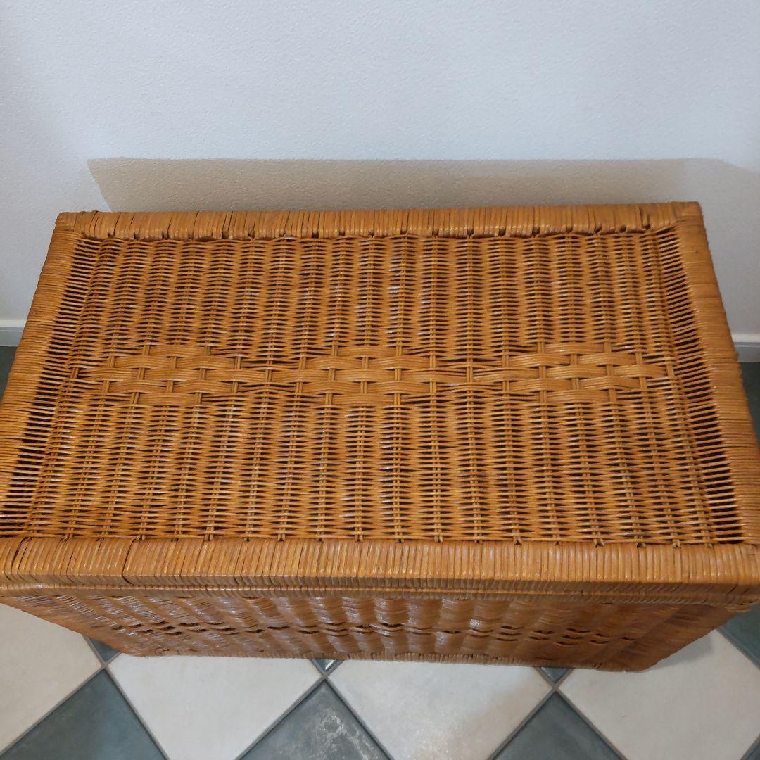 【ラタン収納ボックス】大型 籐製品 昭和レトロ かご バスケット