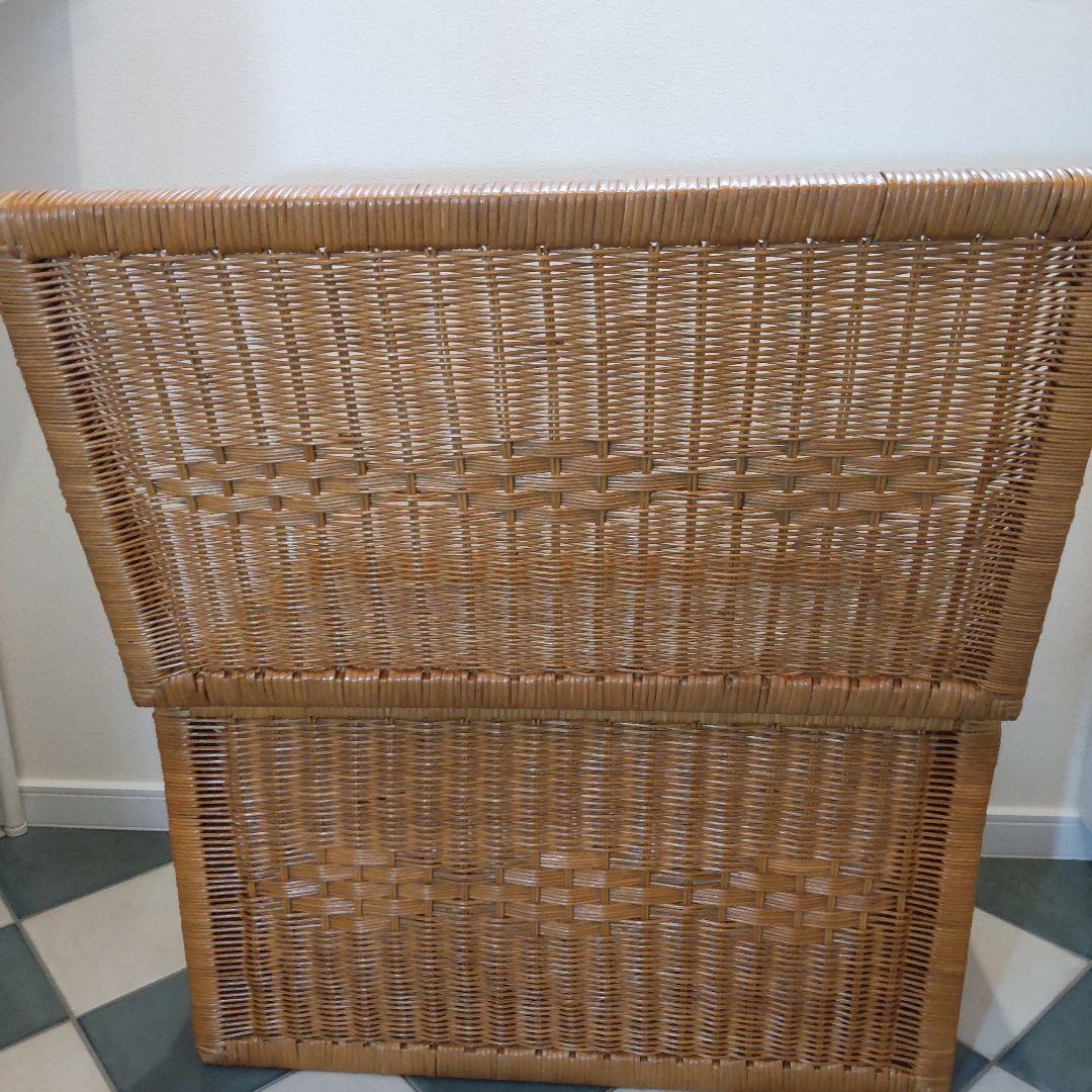 【ラタン収納ボックス】大型 籐製品 昭和レトロ かご バスケット