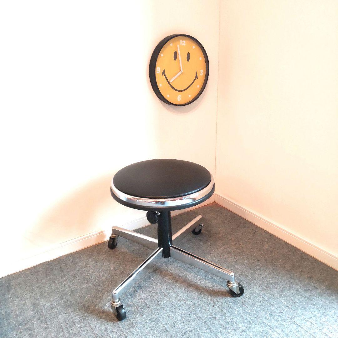 JAPAN VINTAGE　カットチェア　ビンテージ　丸椅子　昇降回転　クロス脚