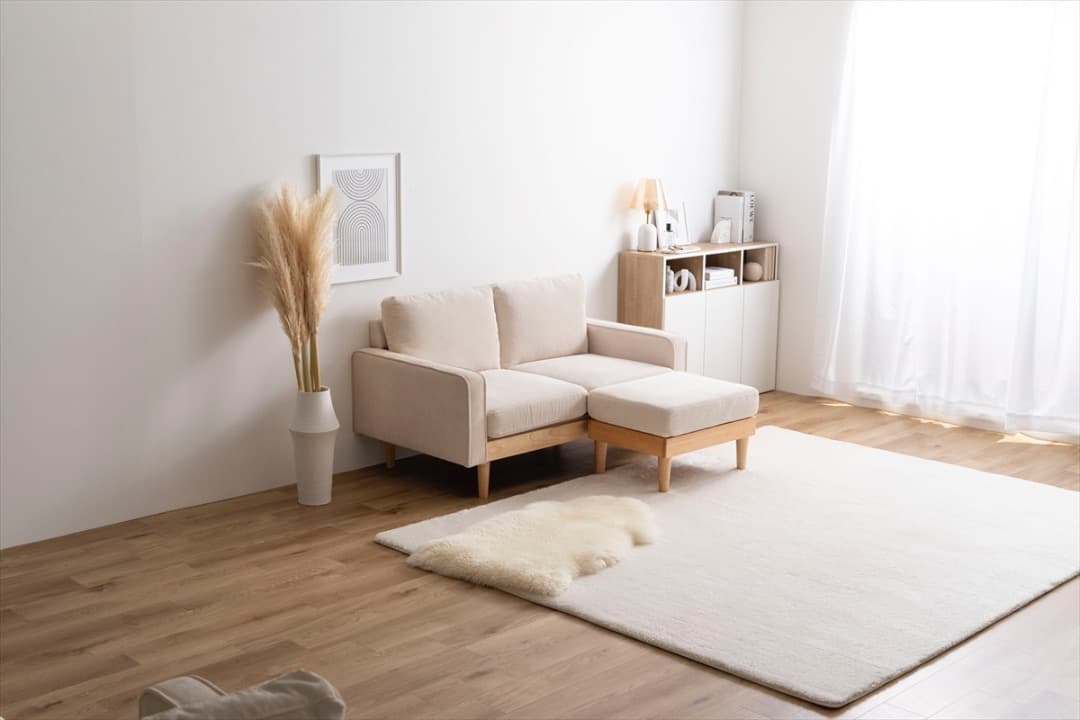 【送料無料】【2点セット】2人掛けコーデュロイソファ1脚+オットマン1脚