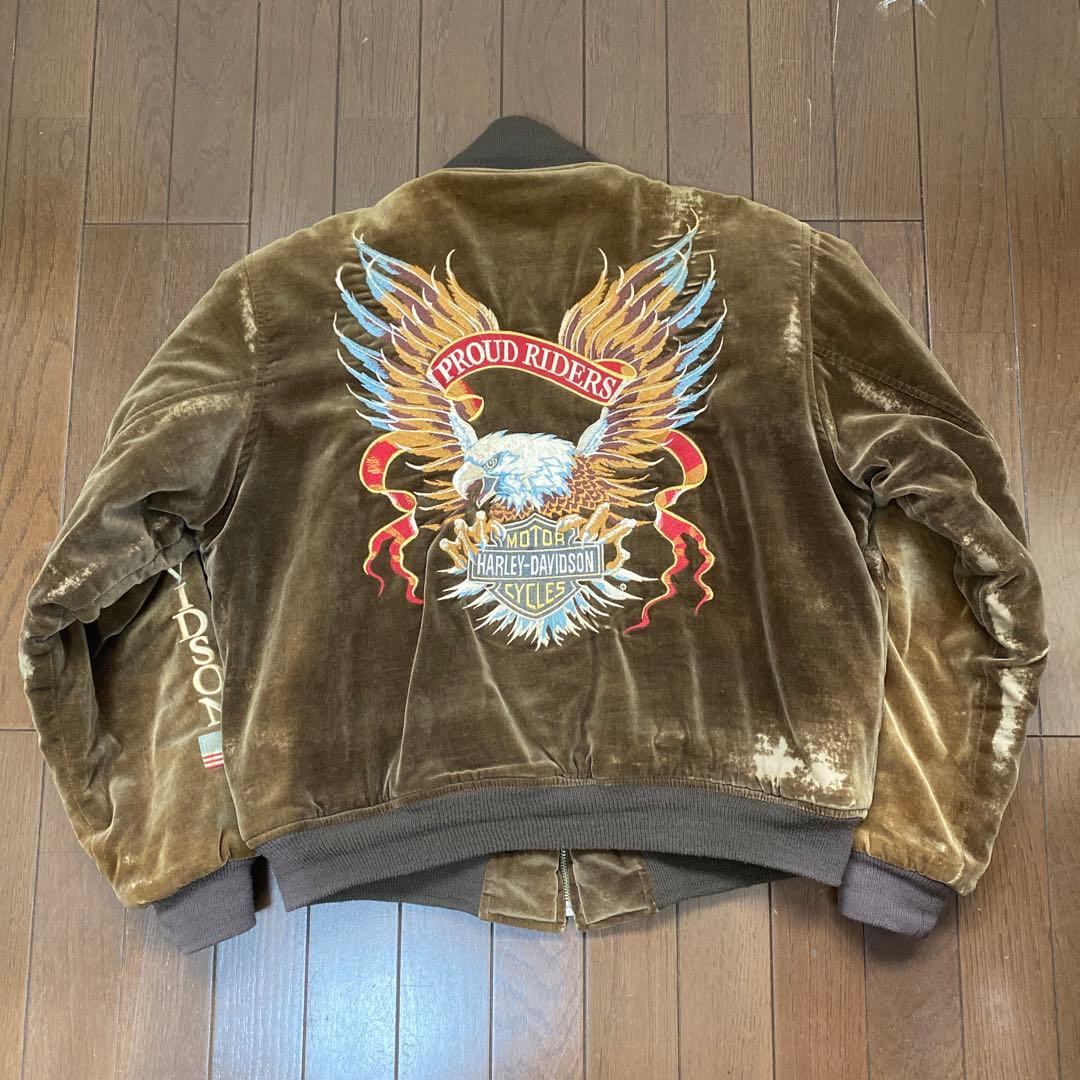 90s HERLEY-DAVIDSON ベロアスカジャン　Mサイズ