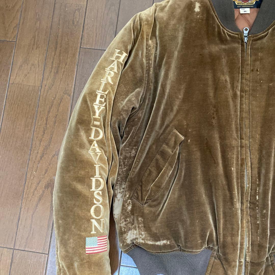90s HERLEY-DAVIDSON ベロアスカジャン　Mサイズ