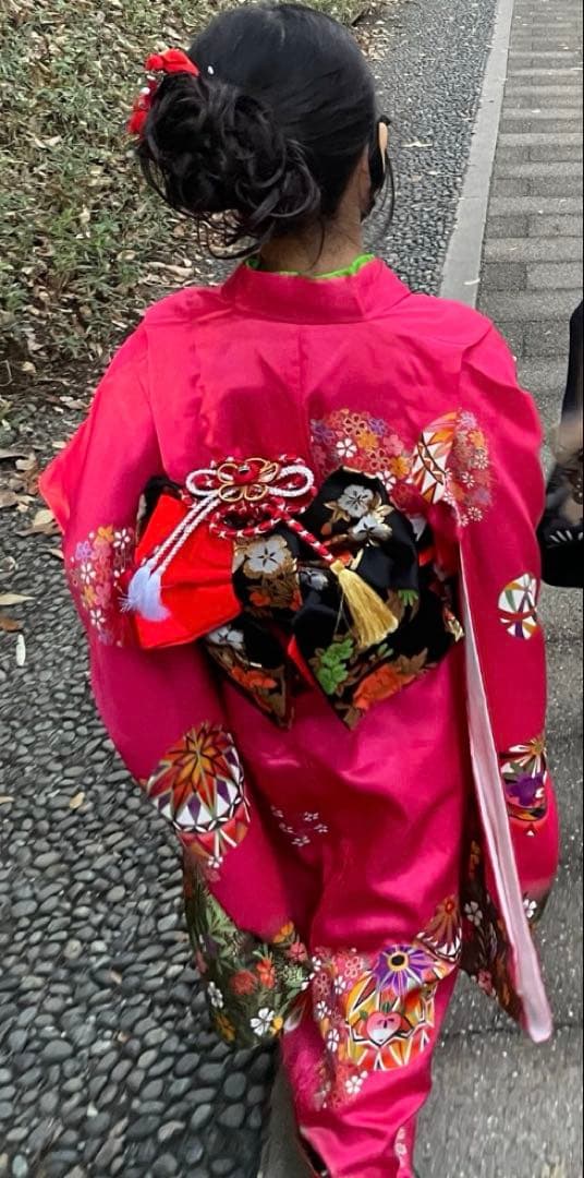 ☆miiiko☆7歳　七五三　着物　結び帯　上げ帯　足袋　髪飾り　セット