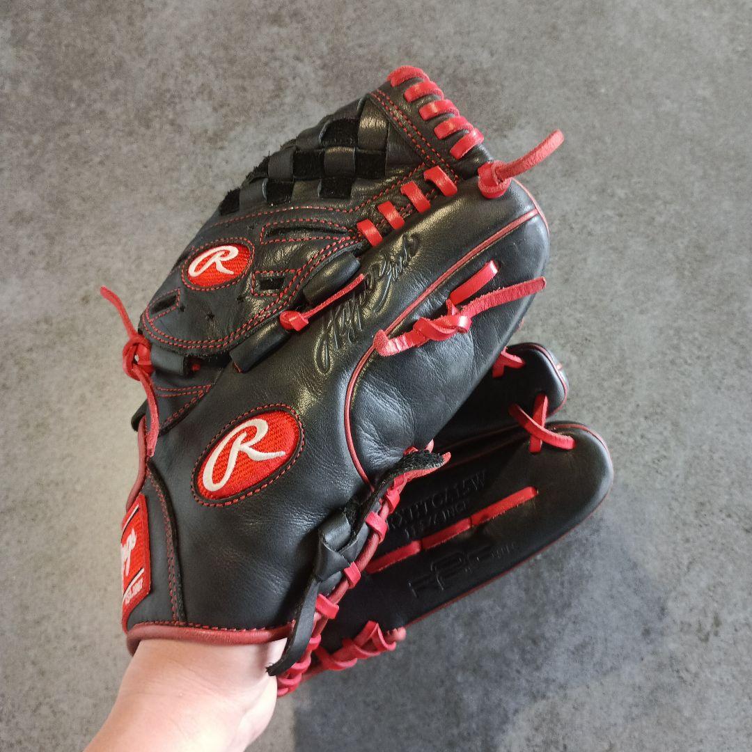 Rawlings 軟式グローブ 黒/赤 大人用　ピッチャー用