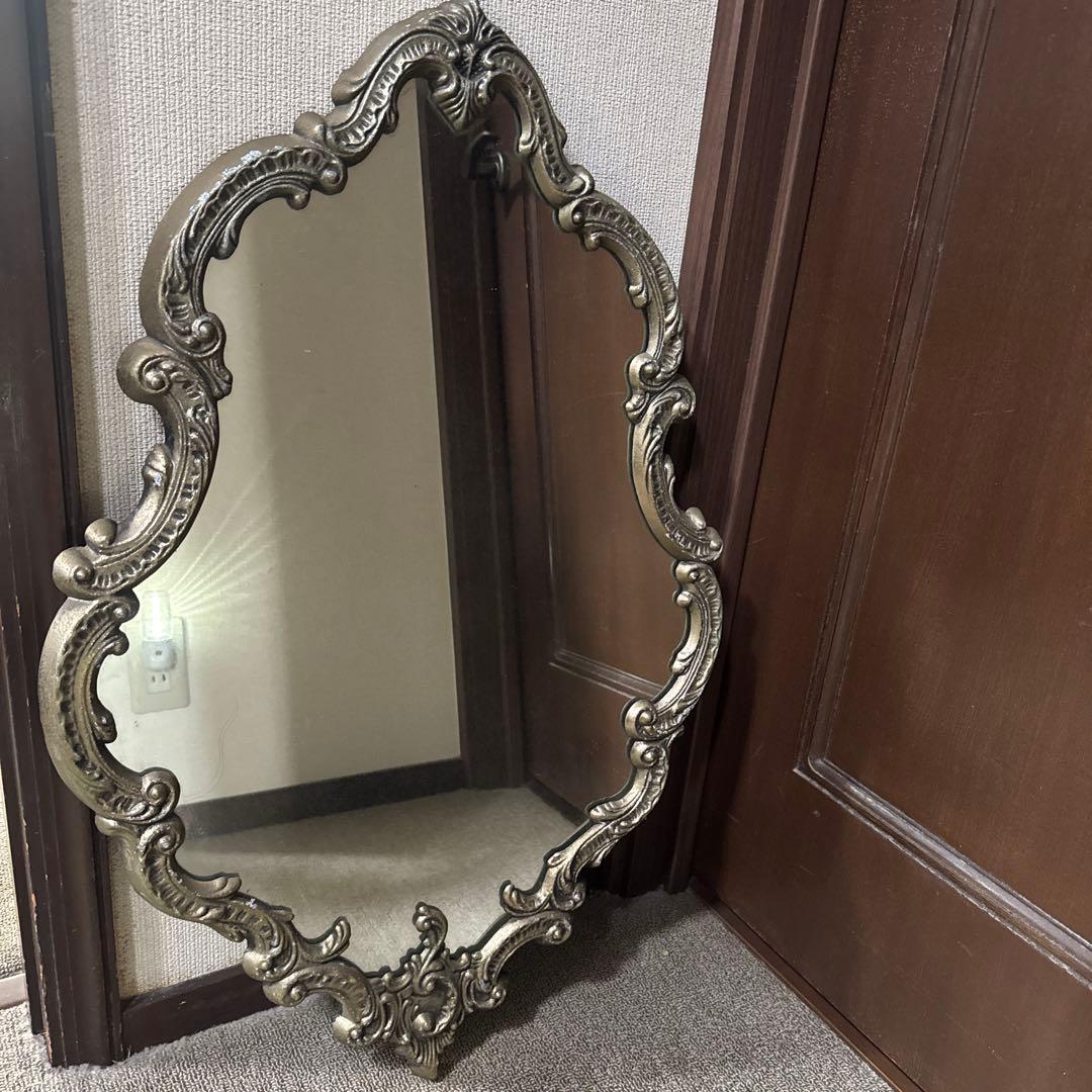 ロココ調 鏡 ミラー アンティーク加工 玄関鏡