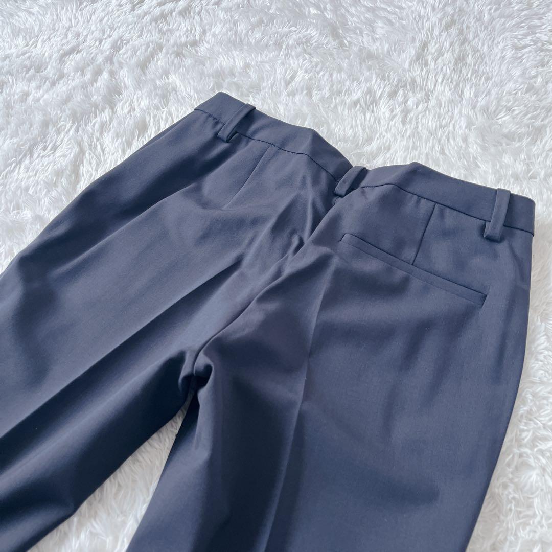 【極美品】セオリー ノーカラーパンツスーツセットアップ ネイビー S タグ付き