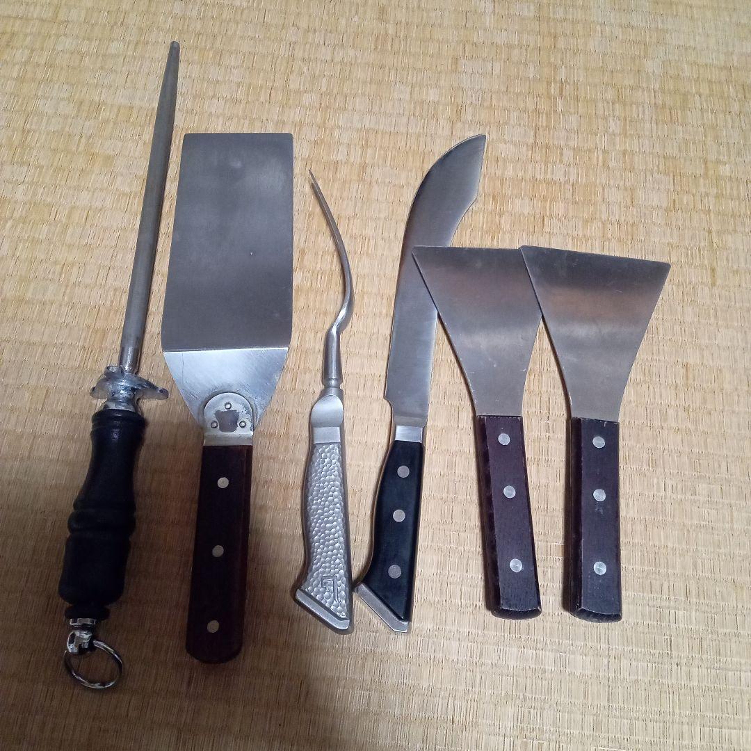 鉄板焼き研ぎ棒カービングナイフグレスデン包丁グレスデンミートフォーク鉄板セット