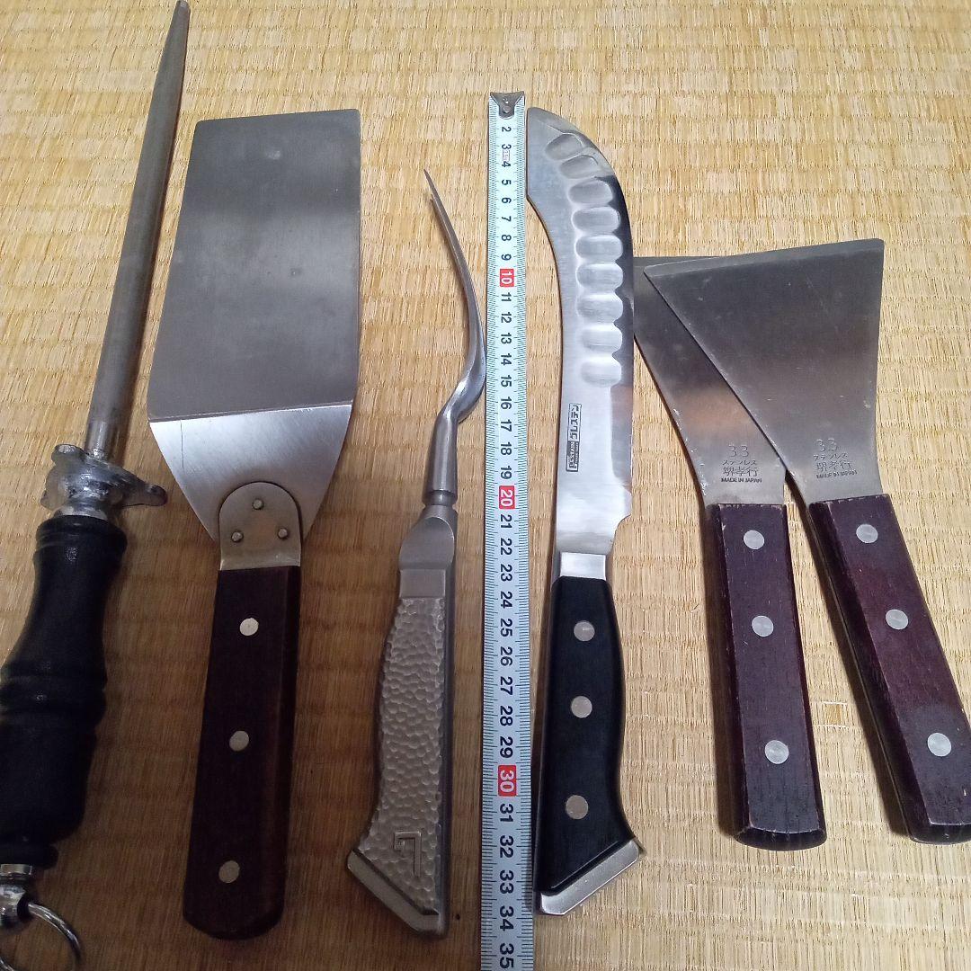 鉄板焼き研ぎ棒カービングナイフグレスデン包丁グレスデンミートフォーク鉄板セット