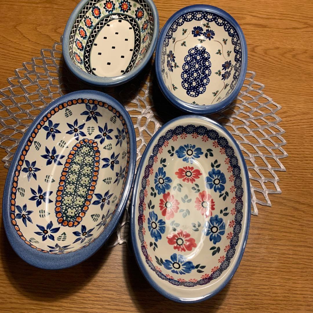 ポーランド　花柄オーバル皿4個セット