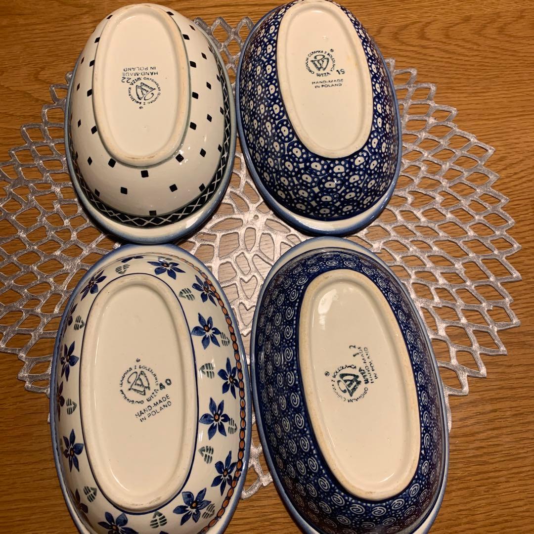 ポーランド　花柄オーバル皿4個セット