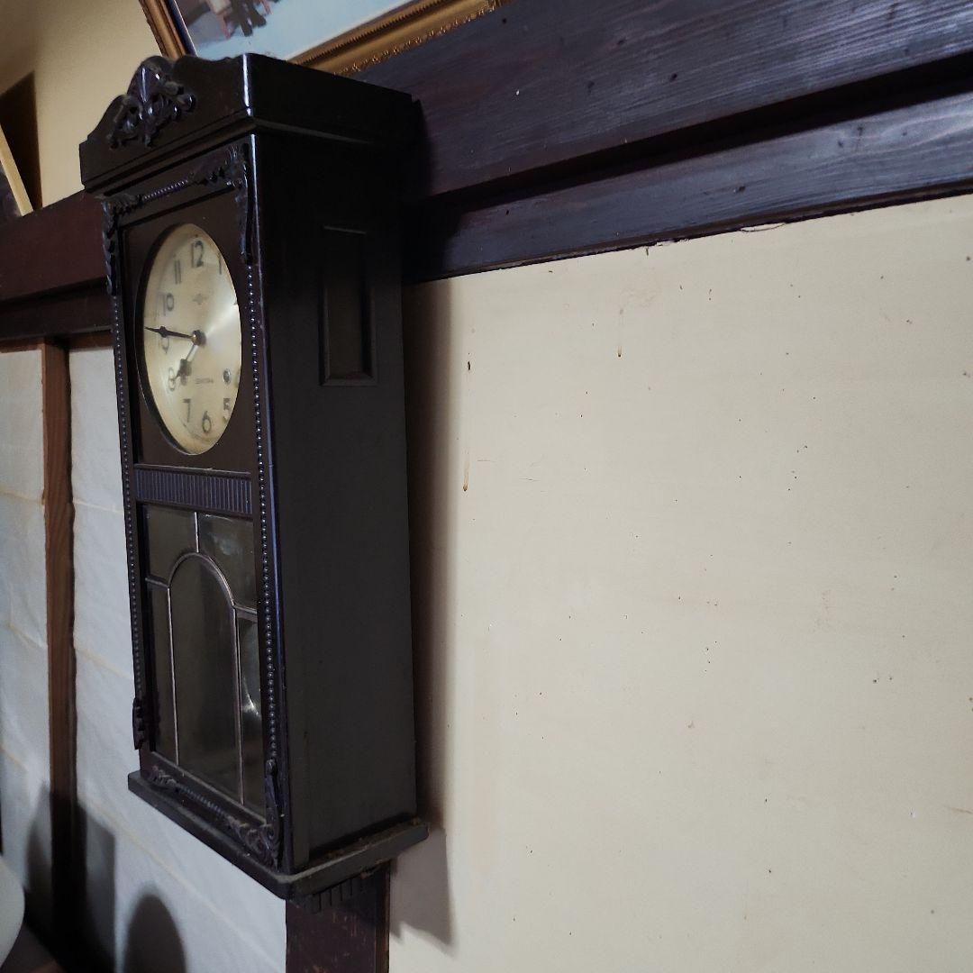 ビンテージ木製掛時計 ダークブラウン