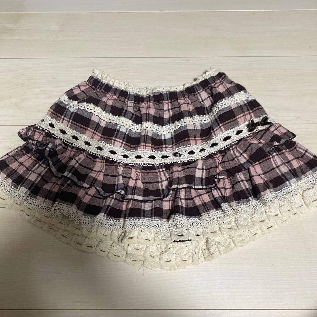 LIZLISA 希少 ブラウン ピンク チェック柄 スカパン