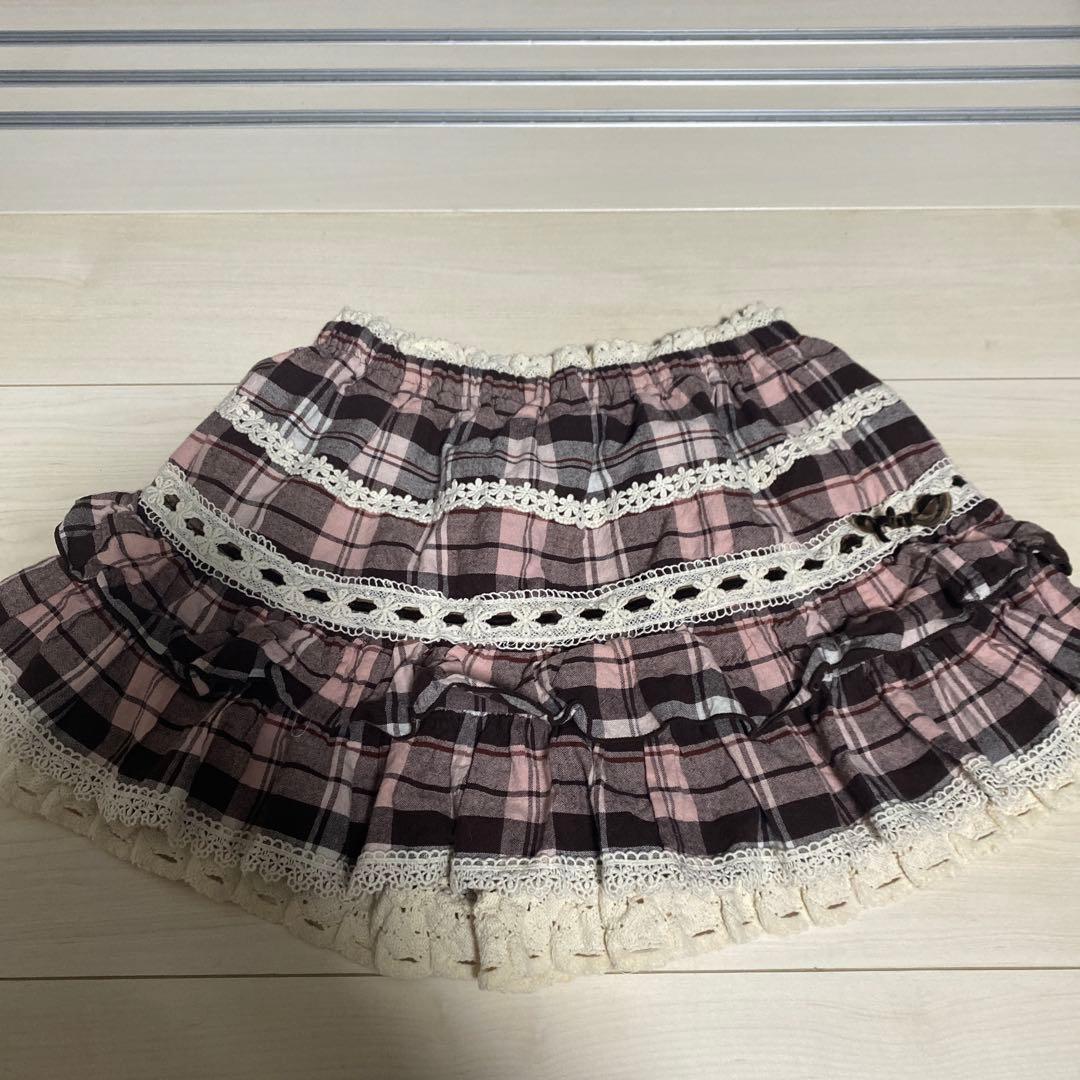 LIZLISA 希少 ブラウン ピンク チェック柄 スカパン