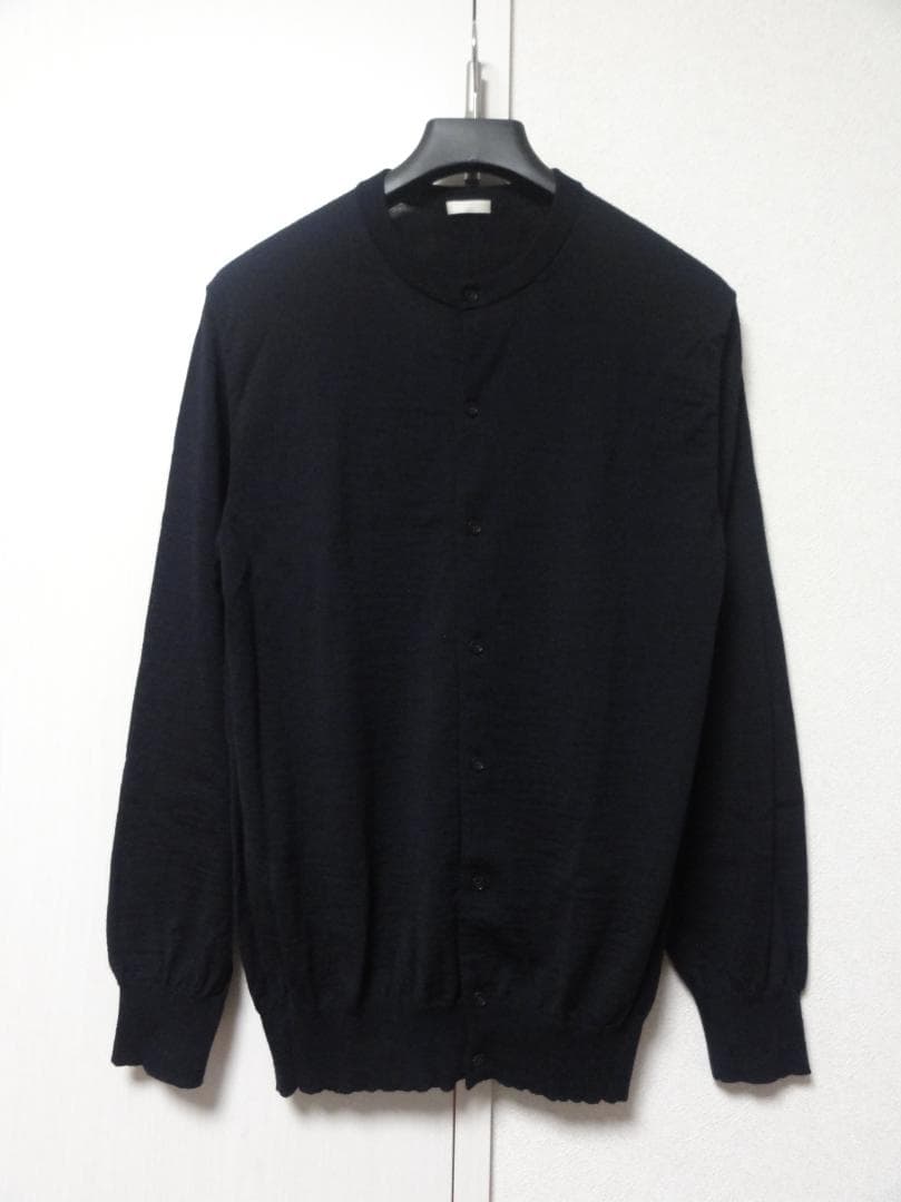 COMOLI 18Gウール クルーネック カーディガン ネイビー ３