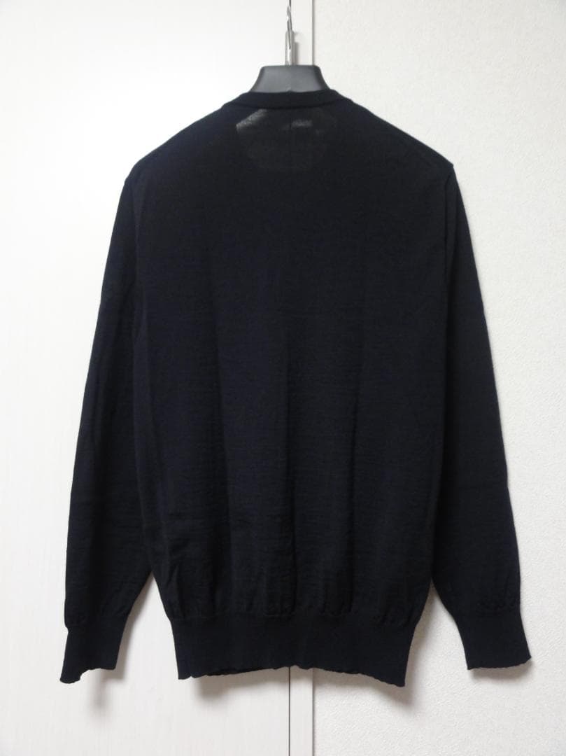 COMOLI 18Gウール クルーネック カーディガン ネイビー ３
