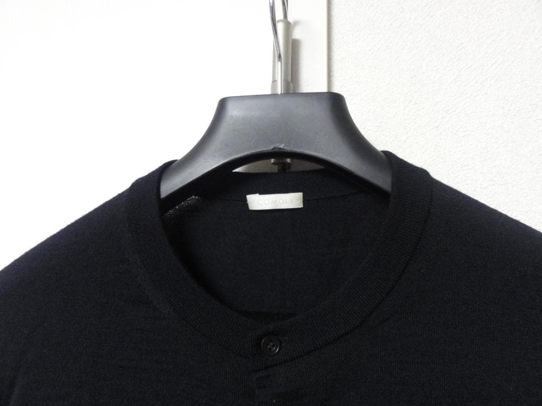 COMOLI 18Gウール クルーネック カーディガン ネイビー ３
