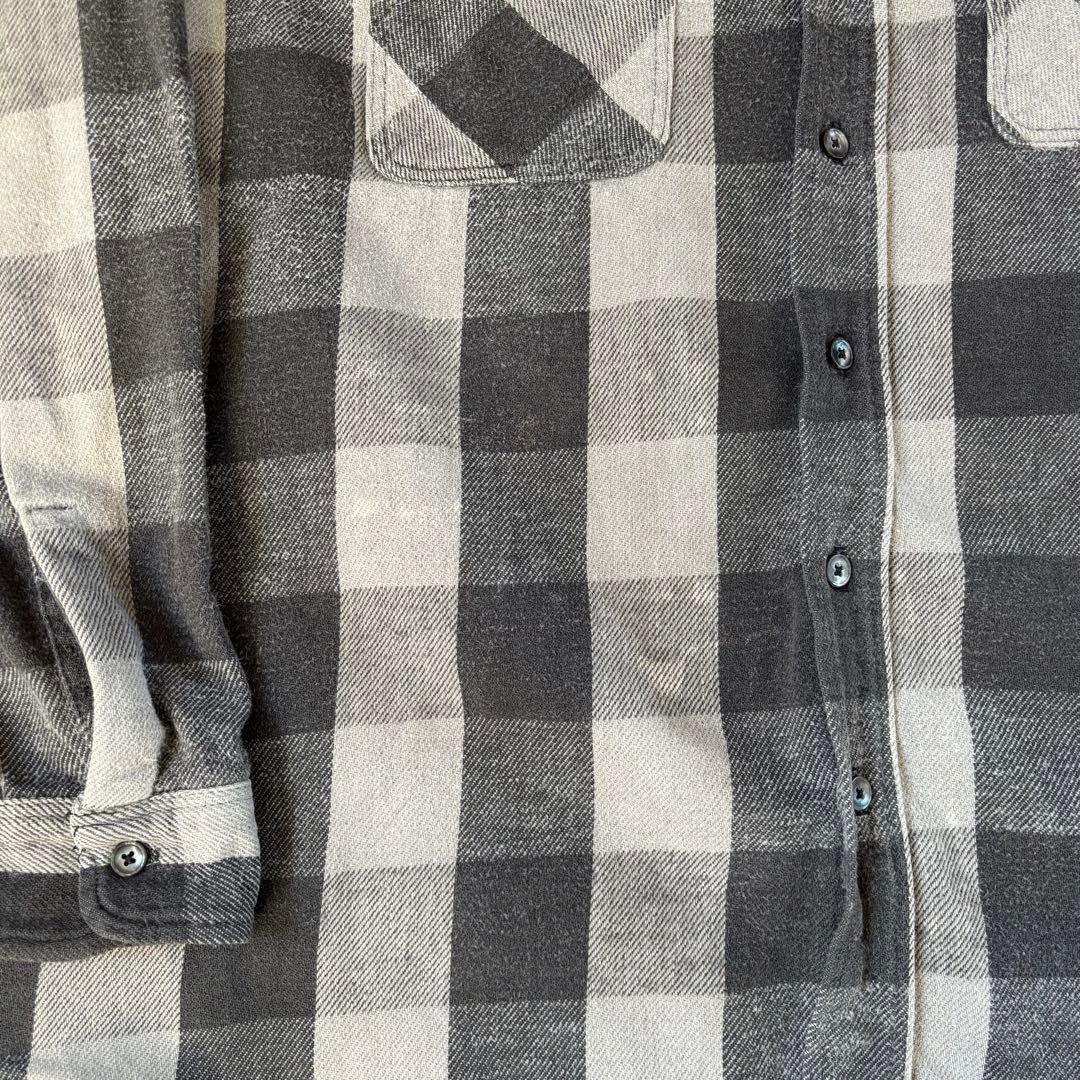 90s USA製 Prentiss ブラック グレー ヘビネル ネルシャツ XL