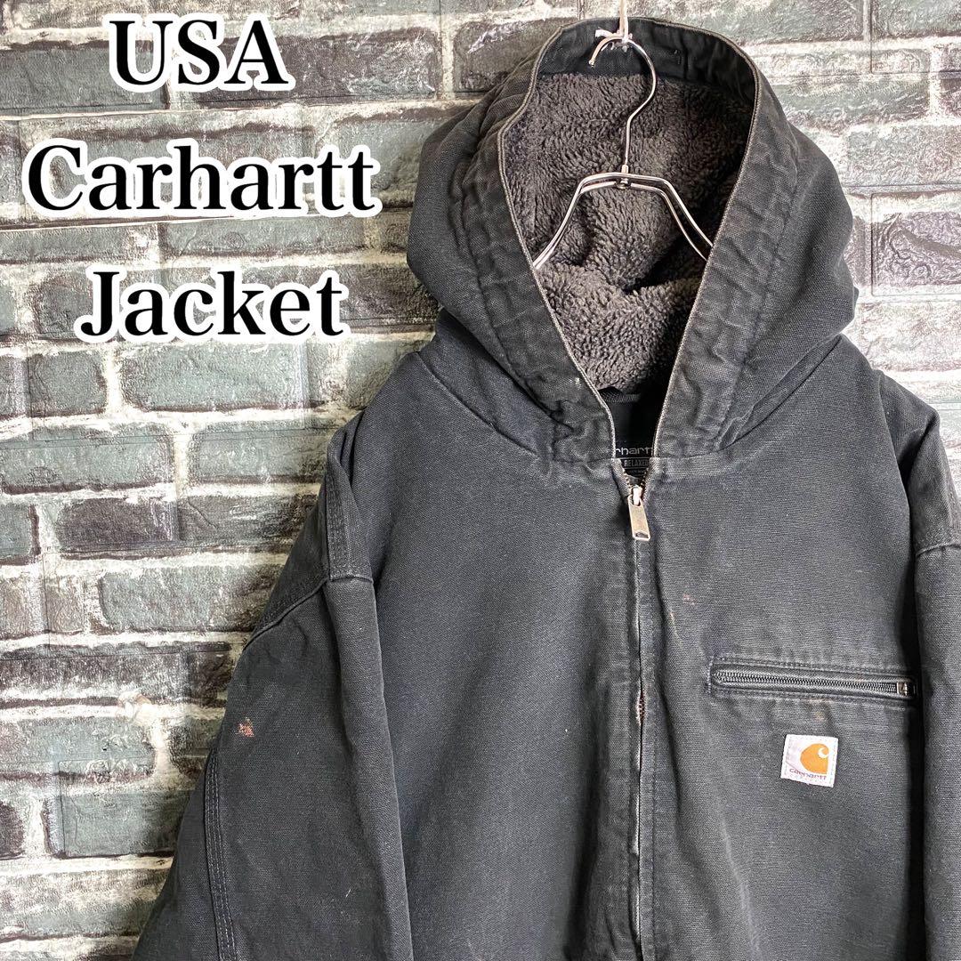 カーハート☆アクティブパーカー ブラック 黒 古着 アクティブジャケット ht6