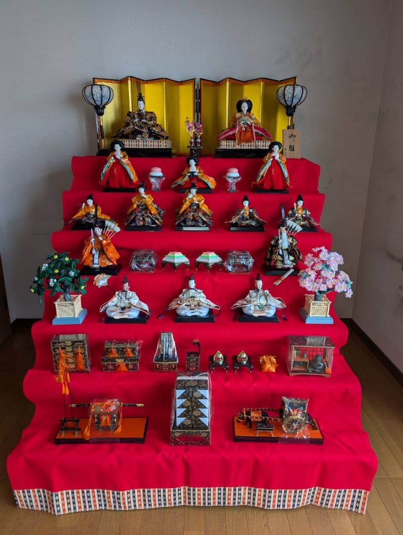 送料込【3出品全て落札必須 3/3】ひな人形 7段 15人飾り 40号（人形）