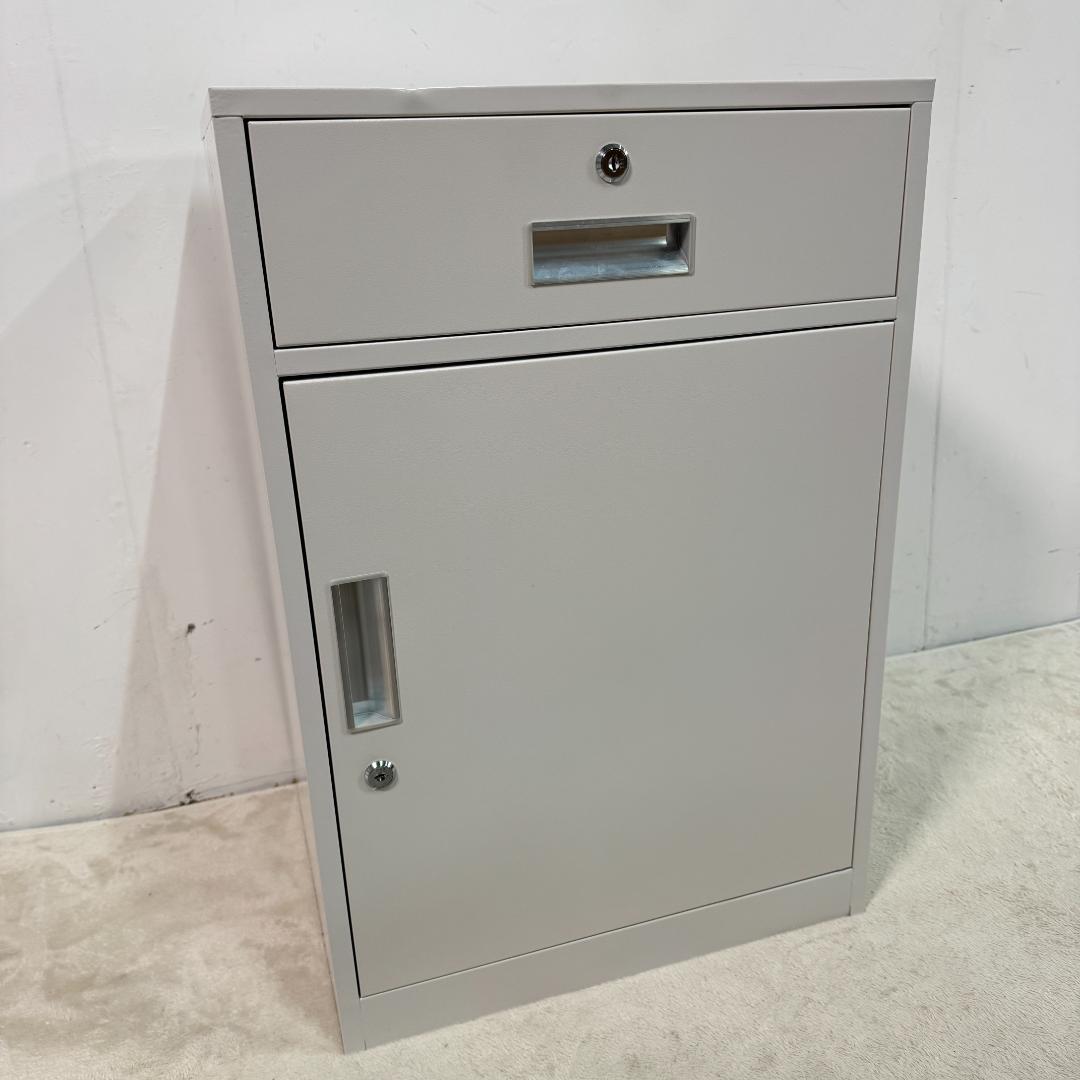 訳あり新品デスクワゴン 完成品 鍵付き収納キャビネット オフィス1668-160