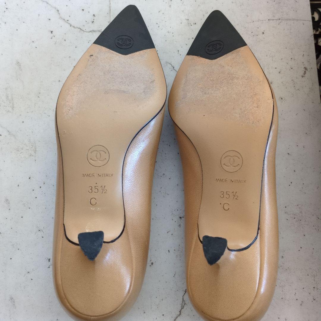 CHANEL フラワー装飾 ポインテッドトゥシューズ 35.5C