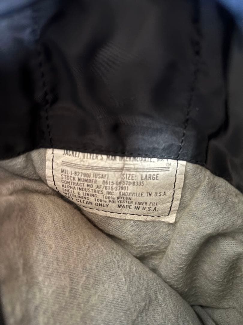 アルファインダストリーズ　MA-1 フライトジャケット　アメリカ製　USA製