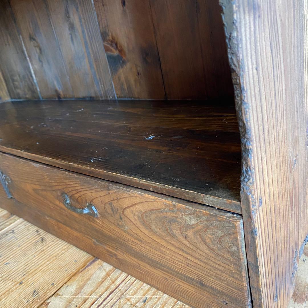 アンティーク オープンラック 飾り棚 無垢材 古道具 引き出し2杯 y117